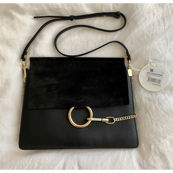 100% Authentic Chloe Faye Suede-Flap Shoulder Bag - Picture 6 of 12